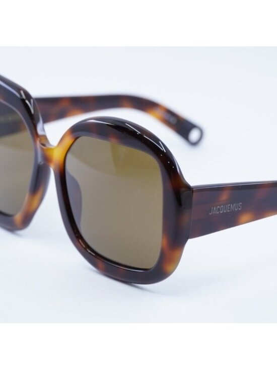 Jacquemus CARRE ROND JAC/10 C2 Sunglasses Havana Geometric Frame, Brown Lenses main image 11